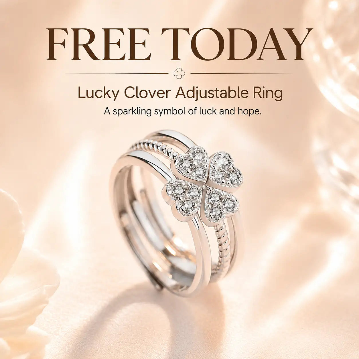 FREE Today: Lucky Clover Adjustable Ring