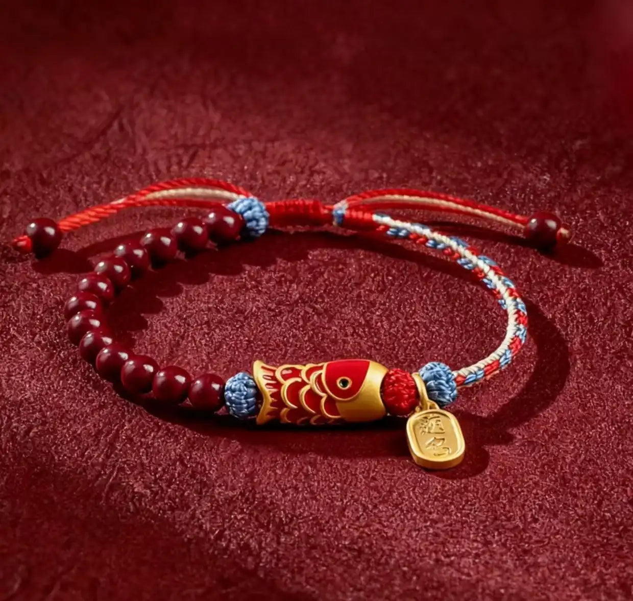 Red Brocade Braided Carp Bracelet