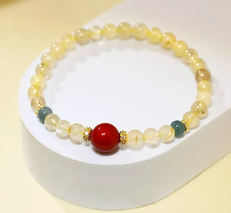 Himalayan Golden Radiance|Citrine & Rose Quartz Bracelet