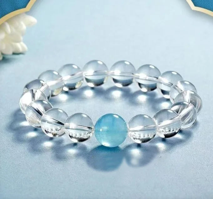 Pure Resonance · Tibetan Craft|Clear Quartz & Blue Quartz Bracelet