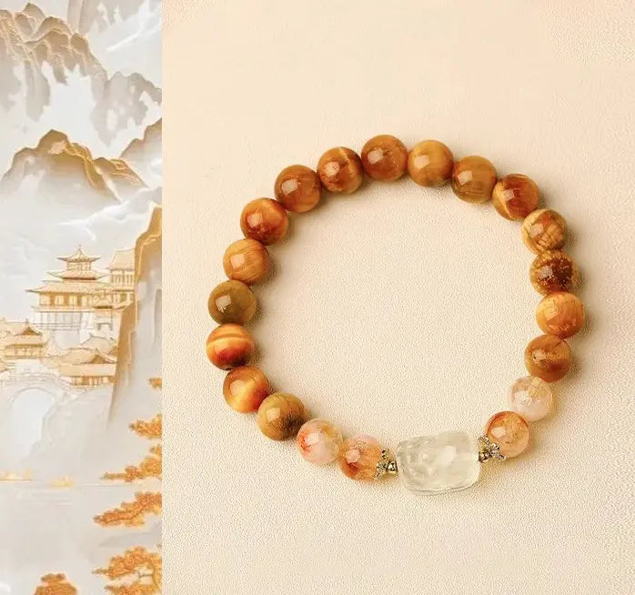 Tibetan Fortune Guardian | Citrine & Clear Quartz Pixiu Bracelet
