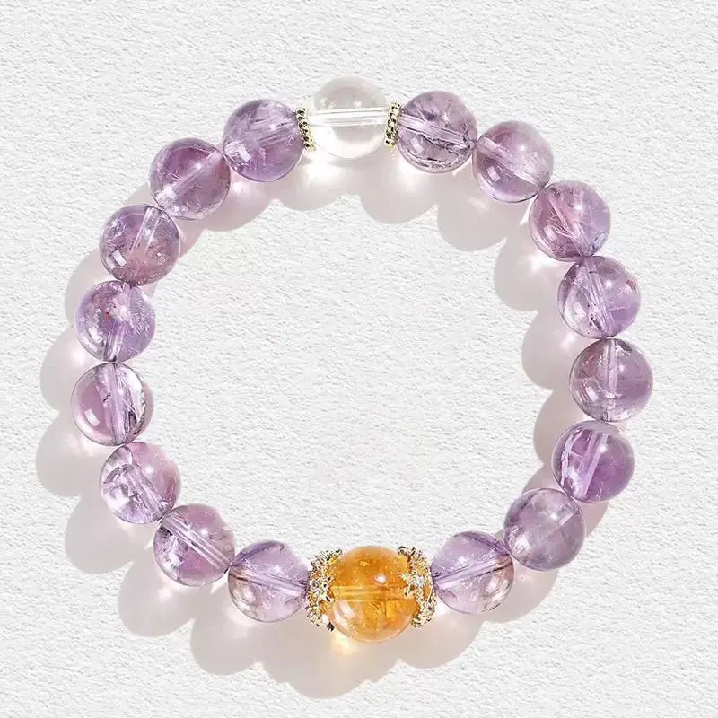 Purple Star River|Amethyst·Citrine·Clear Quartz Trio Energy Bracelet