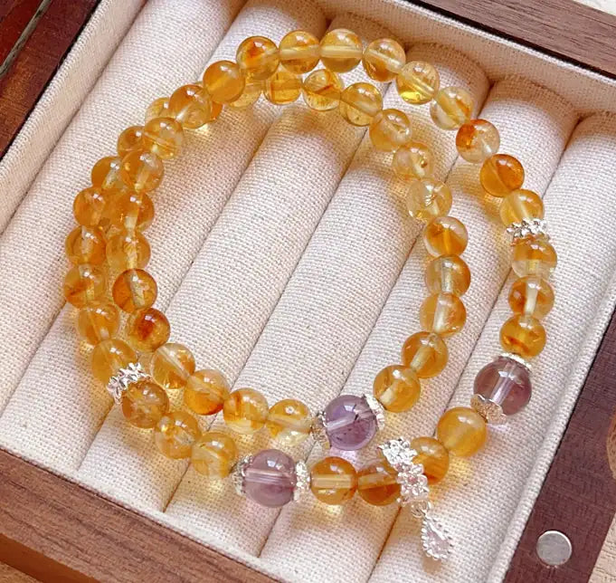 Citrine Multi-Layer Bracelet|Himalayan Sunlight Wrap · Triple Blessings of Prosperity, Confidence & Vitality