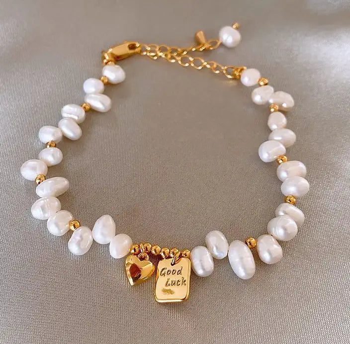 Modern pearl bracelet| Gold-Plated Pearl Bangle - Effortless Elegance