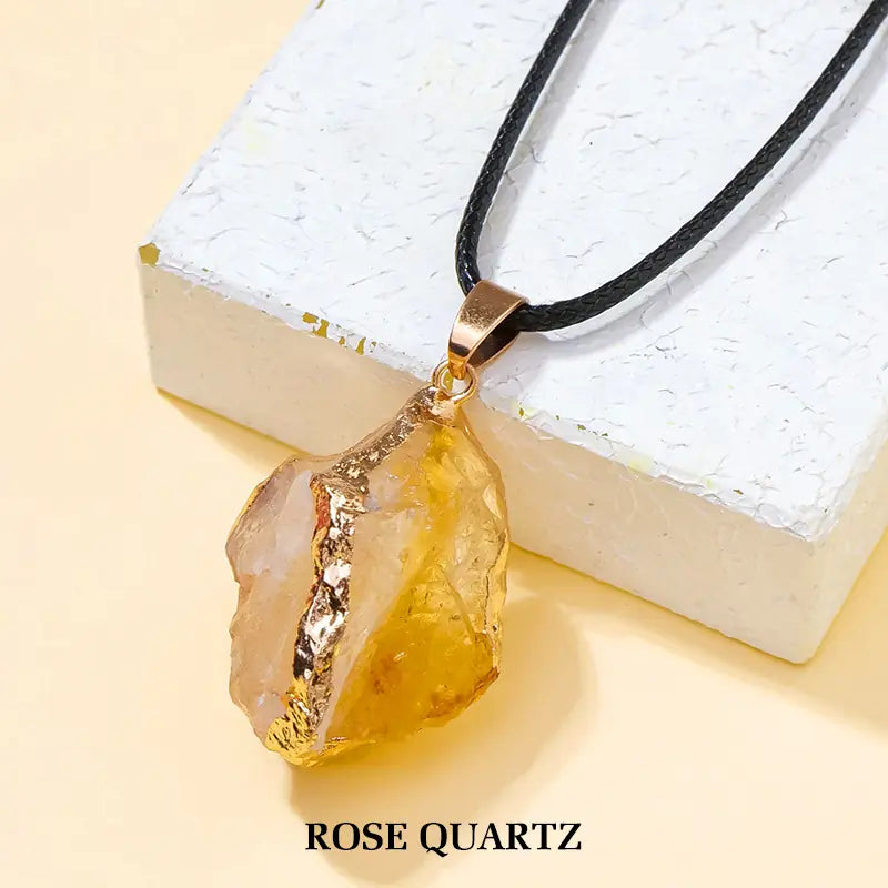 Raw Crystal Pendant | Handcrafted Hammered Edging & Uncut Stone Design Nature’s Energy Encased in Metal