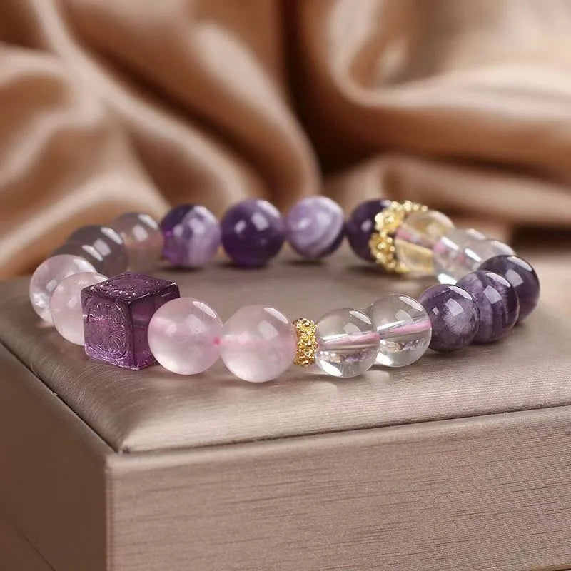 Cube Amethyst Bracelet|Tibetan Magic Cube · Artisan-Cut Energy Sugar