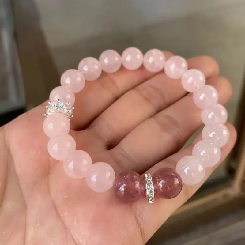 Pink Quartz Mala Bracelet|Himalayan Glow·Gentle Radiance