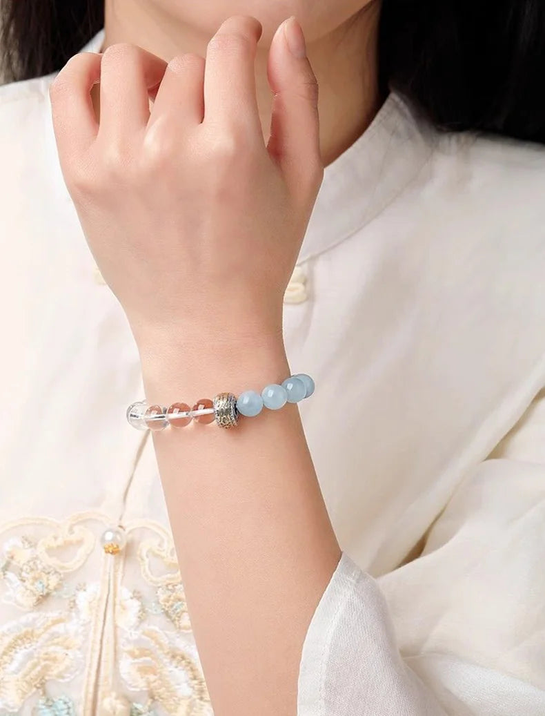 Himalayan Dual Spectrum|Tibetan Aqua-Crystal Mala