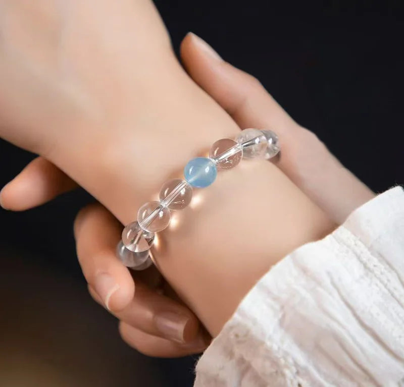 Pure Resonance · Tibetan Craft|Clear Quartz & Blue Quartz Bracelet