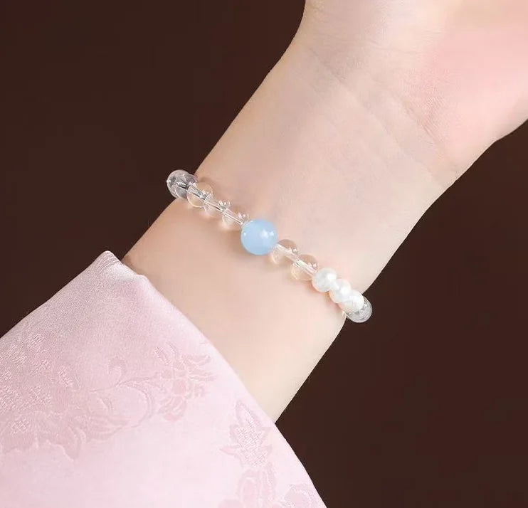Clear Quartz & Blue Quartz Bracelet