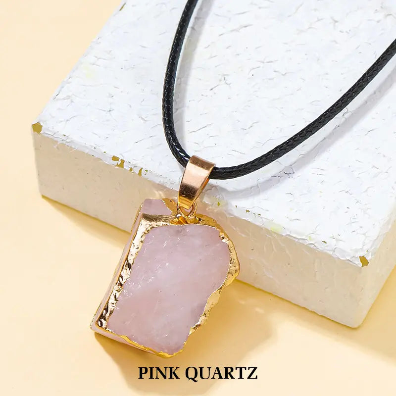 Raw Crystal Pendant | Handcrafted Hammered Edging & Uncut Stone Design Nature’s Energy Encased in Metal