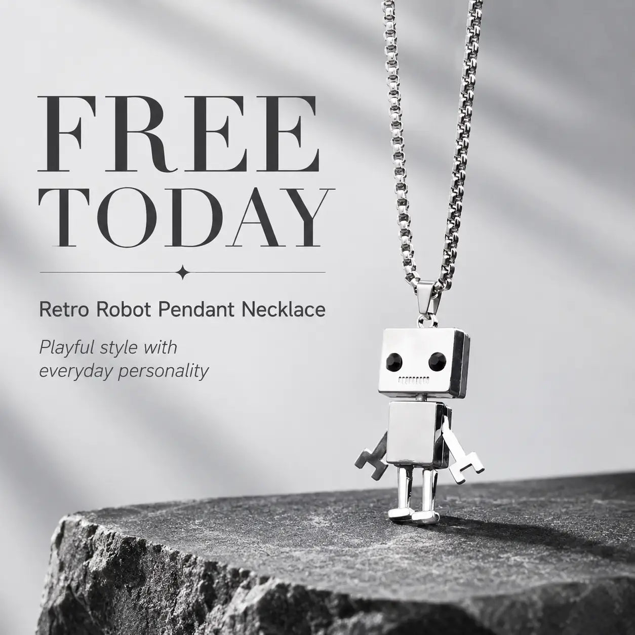 FREE Today: Vintage Robot Pendant Necklace
