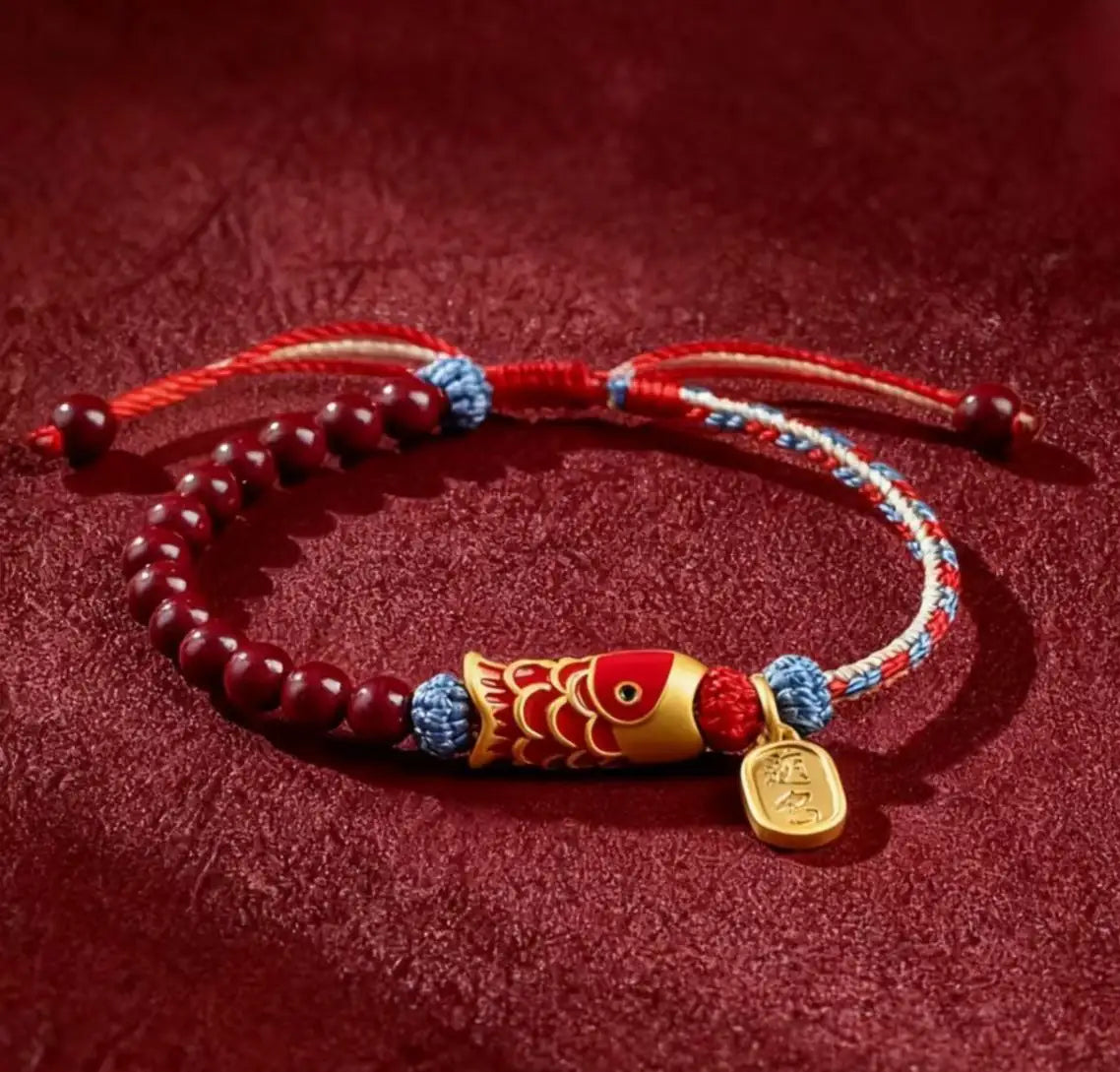 Red Brocade Braided Carp Bracelet
