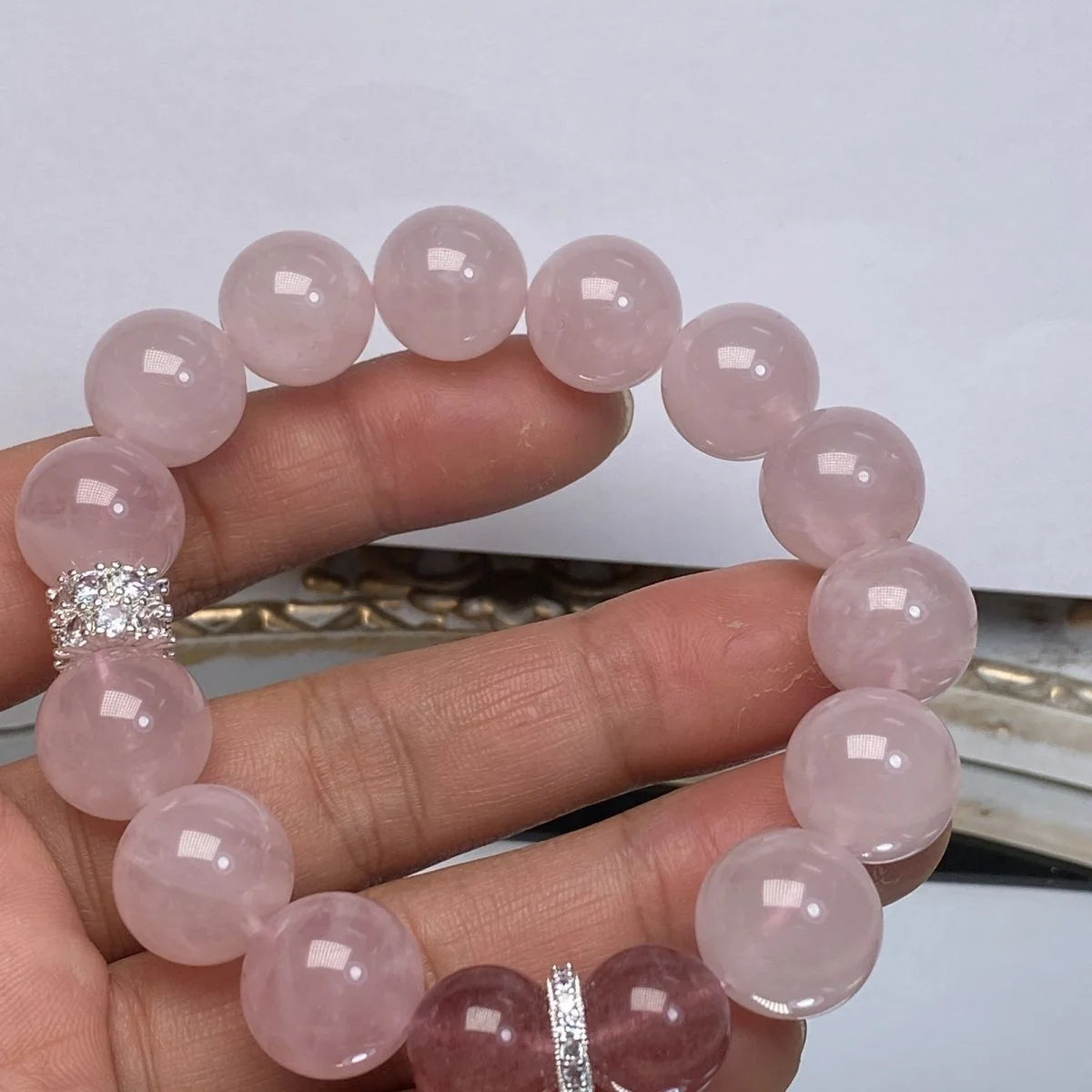 Pink Quartz Mala Bracelet|Himalayan Glow·Gentle Radiance
