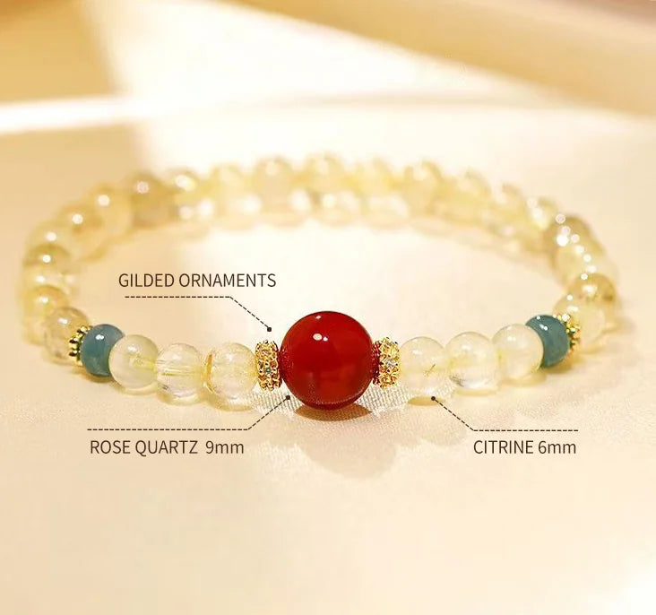 Himalayan Golden Radiance|Citrine & Rose Quartz Bracelet