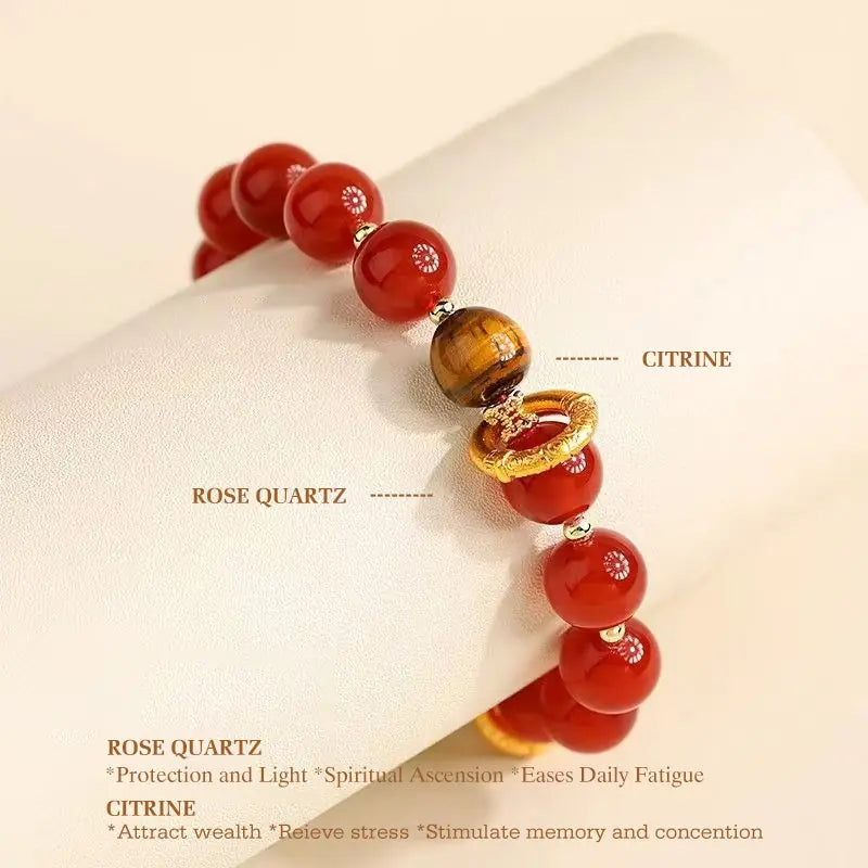 "Sunrise Within" Citrine & Rose Quartz Bracelet|Heart-Solar Synergy × Abundance Resonance