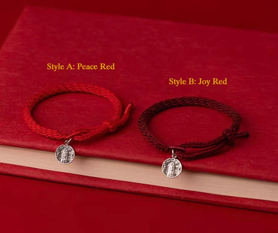 Tibetan-Style Red Handwoven Bracelets