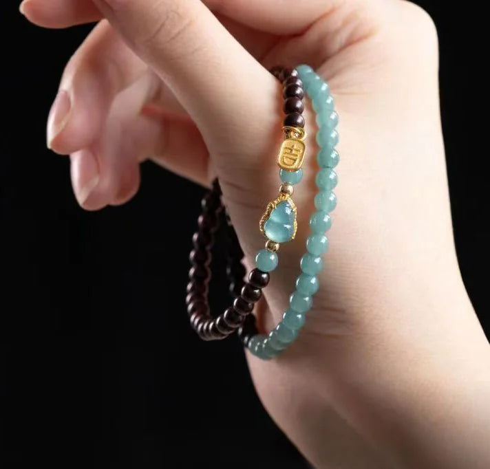 Sacred Wood & Lake Quartz Mala