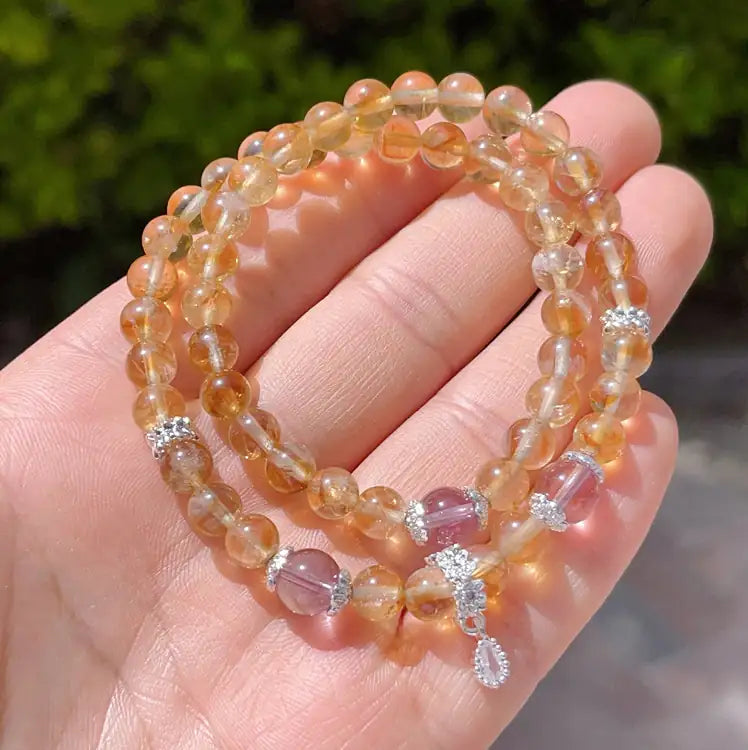 Citrine Multi-Layer Bracelet|Himalayan Sunlight Wrap · Triple Blessings of Prosperity, Confidence & Vitality