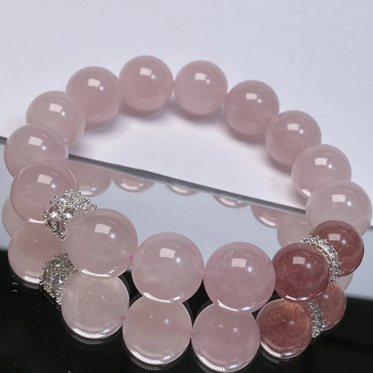Pink Quartz Mala Bracelet|Himalayan Glow·Gentle Radiance