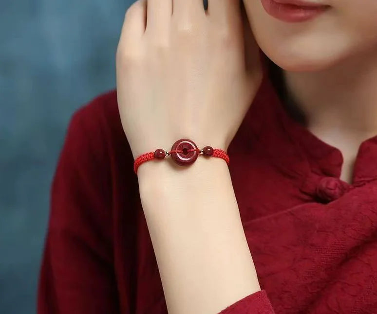 Cinnabar Red String Bracelet – Modern Weave, Protective Energy