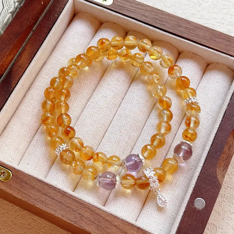 Citrine Multi-Layer Bracelet|Himalayan Sunlight Wrap · Triple Blessings of Prosperity, Confidence & Vitality