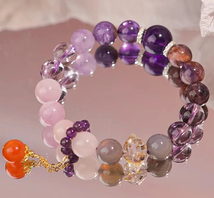 Amethyst & Rose Quartz Duo|Himalayan Twin Glow · Gentle Energy Strand