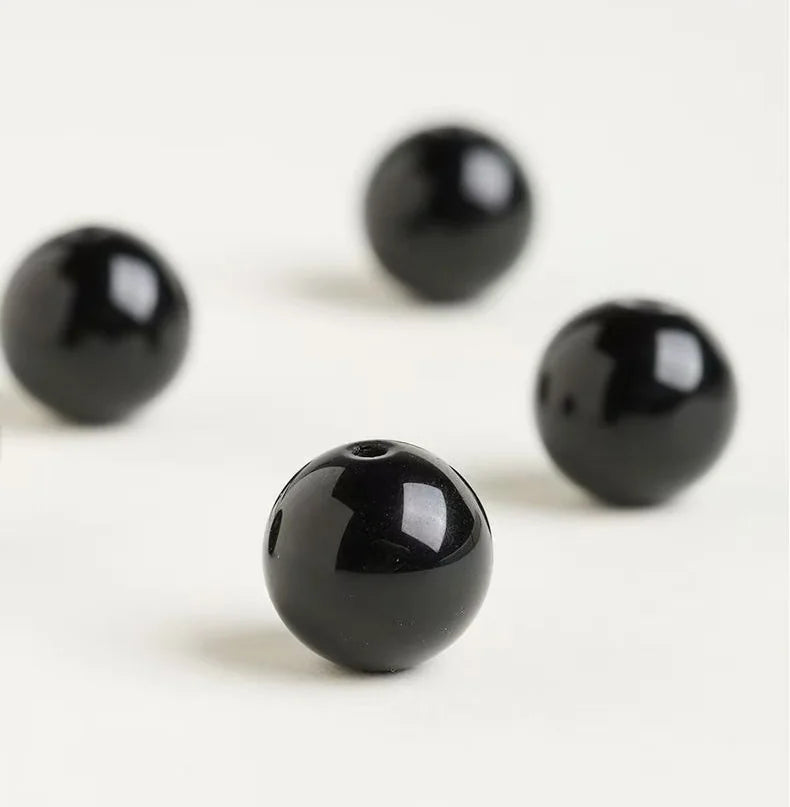 Obsidian & Aquamarine Beaded Bracelet|Starry Night · Ocean Whisper