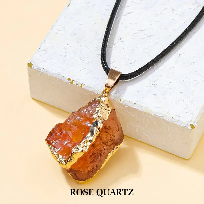 Raw Crystal Pendant | Handcrafted Hammered Edging & Uncut Stone Design Nature’s Energy Encased in Metal