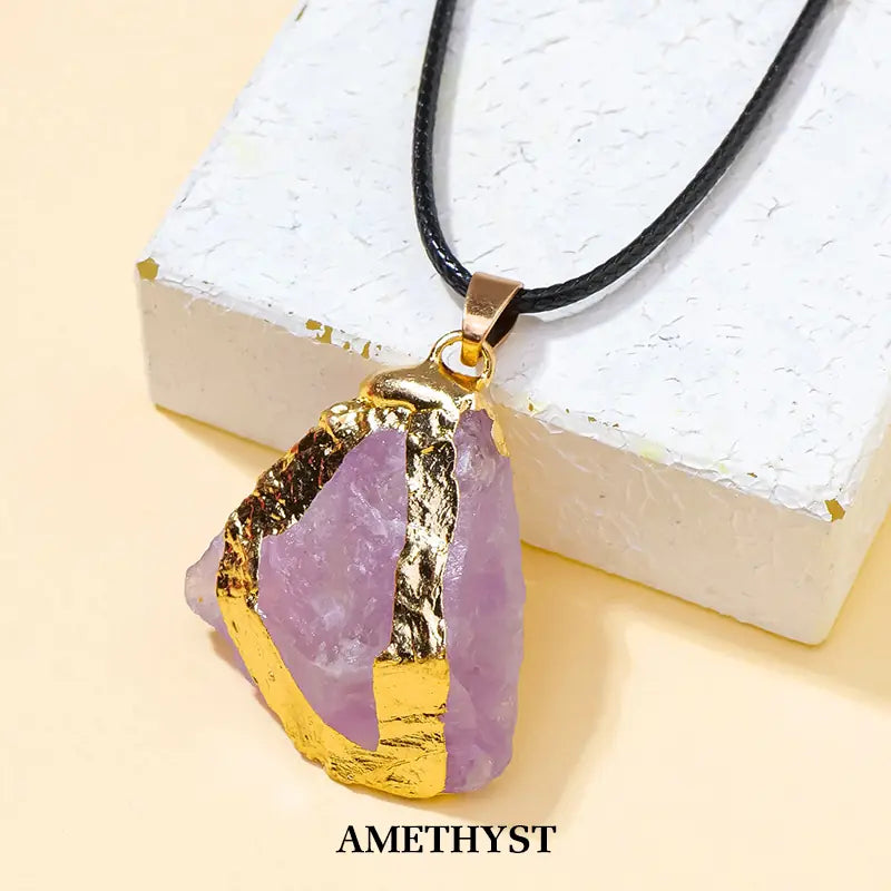 Raw Crystal Pendant | Handcrafted Hammered Edging &amp; Uncut Stone Design Nature’s Energy Encased in Metal