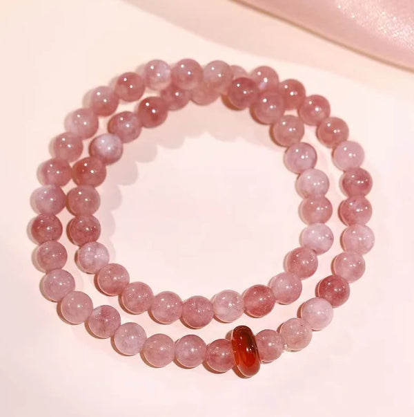 Tibetan Rose Light｜Pink Quartz Dual-Strand Bracelet