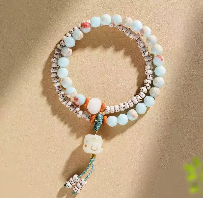 [Jade Feline Fortune] Ladies Crescent Moon Bodhi & Larderite Bracelet｜Royal Mine Beckoning Cat, Quantum Wealth Resonance   