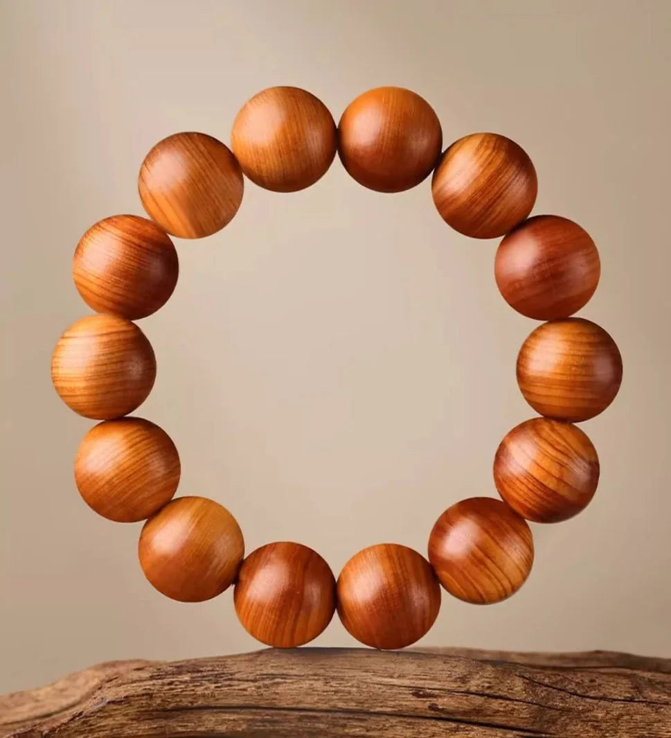 [Celestial Breath] 12mm Taihang Cliff Antique Arborvitae Bracelet｜350-Year Petrified Resilience, Neuro-Soothing Aroma Therapy