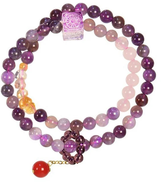 Geometric Amethyst Double Strand｜Tibetan Crystal Cubes · Energy Duo