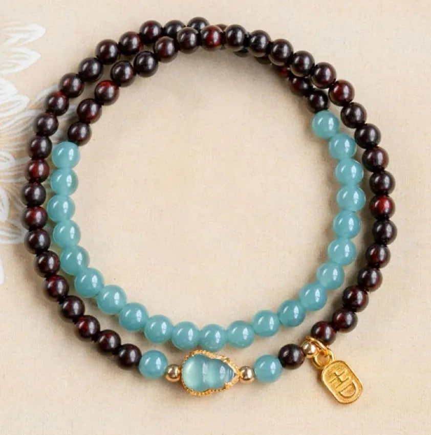 Sacred Wood & Lake Quartz Mala