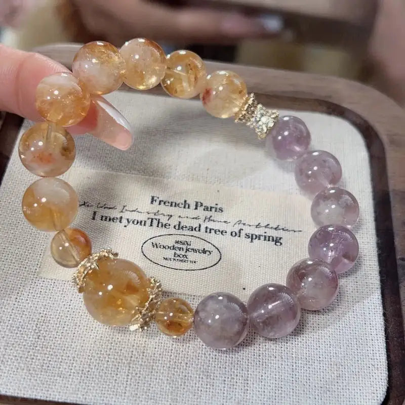 Single-Layer Bracelet｜Amethyst & Citrine · Himalayan Harmony——Your Wrist’s Natural Symphony