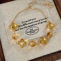 Citrine Single-Layer Bracelet｜Four-Leaf Clover·Himalayan Gold——A Lucky Charm of Prosperity