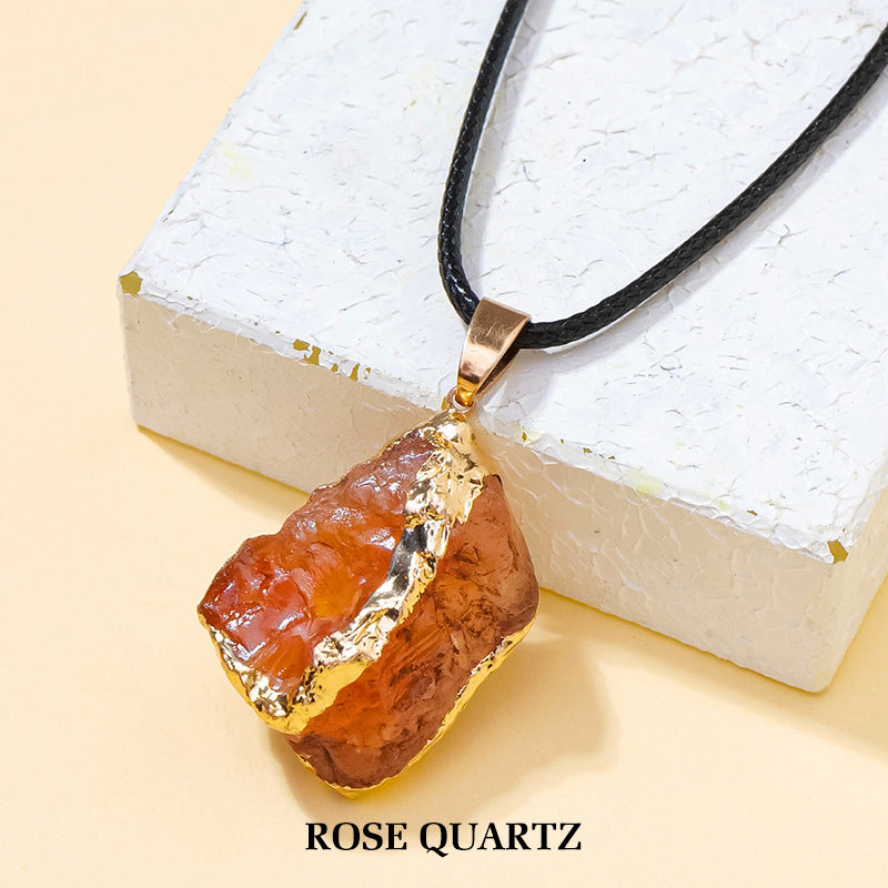 Raw Crystal Pendant | Handcrafted Hammered Edging &amp; Uncut Stone Design Nature’s Energy Encased in Metal
