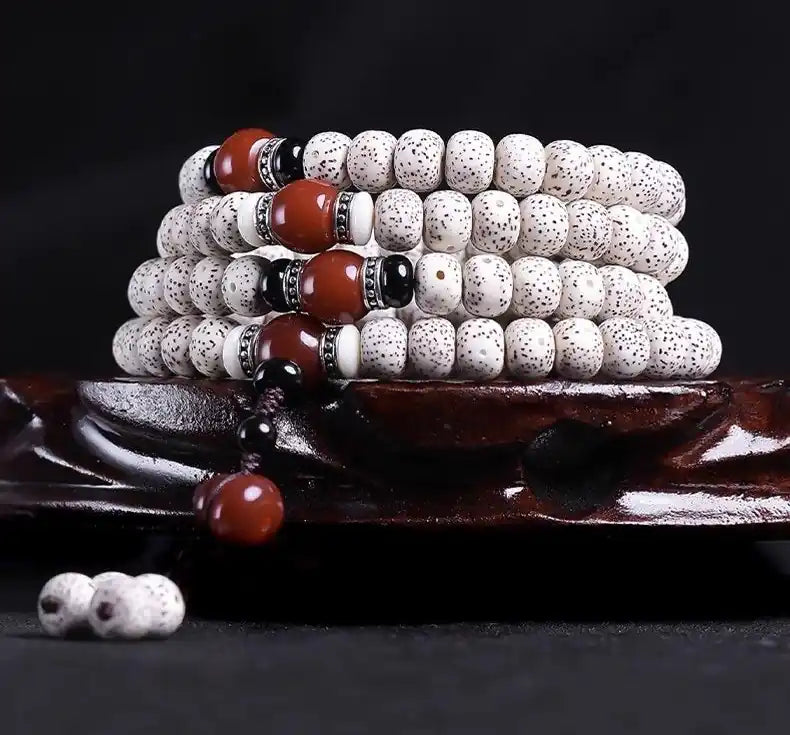 [Serenity · Awareness] 108-Piece Nepalese Crescent Moon Bodhi Seed Mala Bracelet | Natural Zen Aura, Portable Spiritual Connection