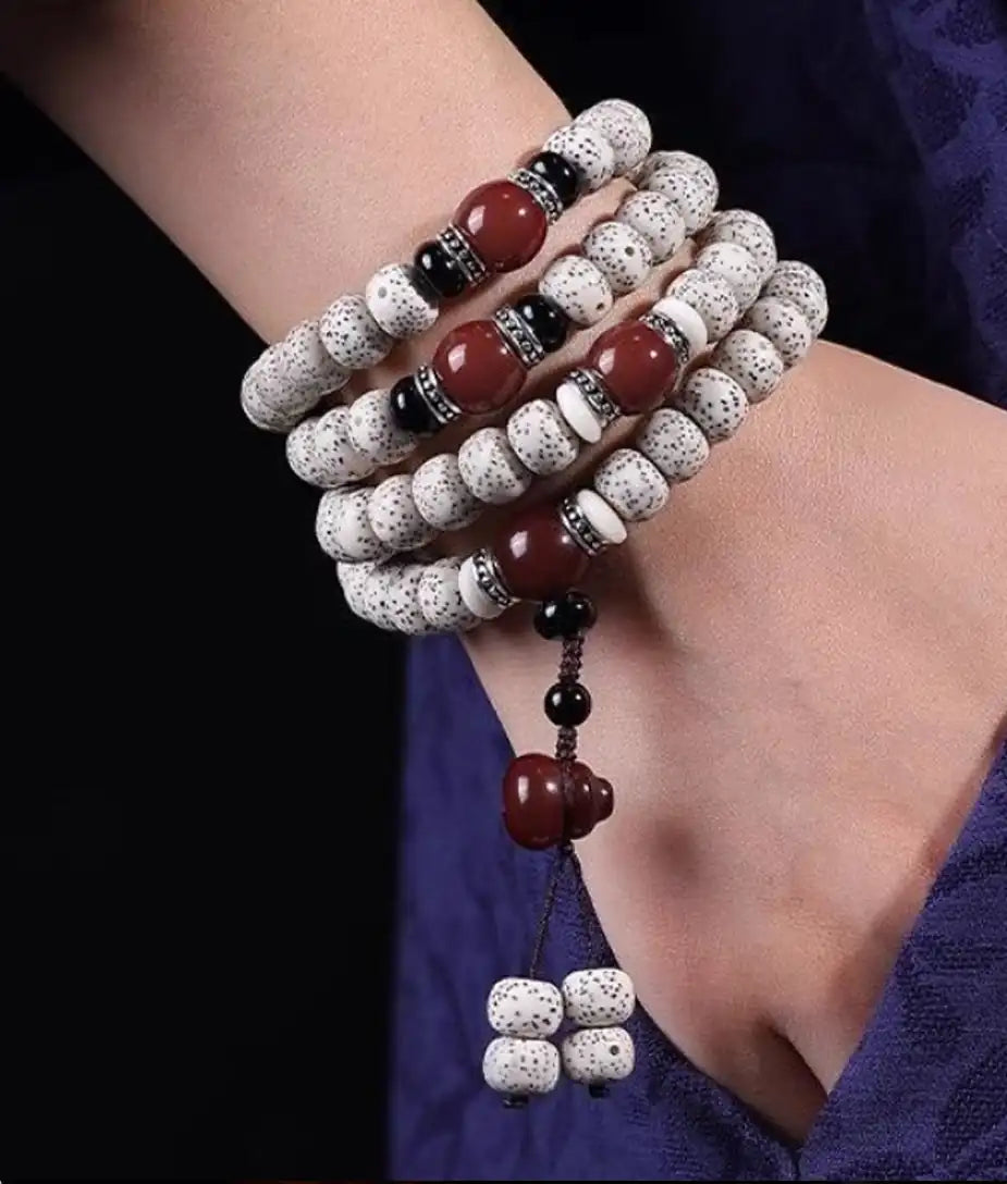 [Serenity · Awareness] 108-Piece Nepalese Crescent Moon Bodhi Seed Mala Bracelet | Natural Zen Aura, Portable Spiritual Connection
