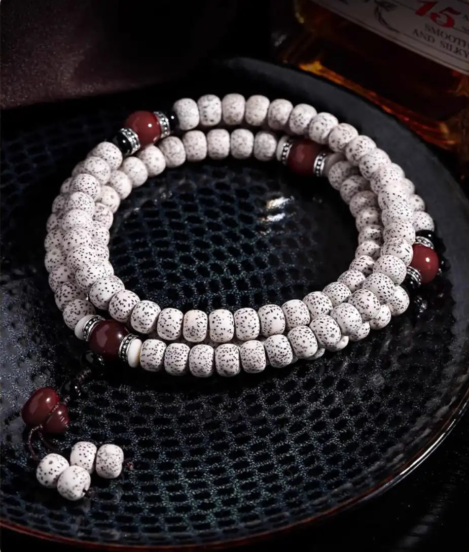 [Serenity · Awareness] 108-Piece Nepalese Crescent Moon Bodhi Seed Mala Bracelet | Natural Zen Aura, Portable Spiritual Connection