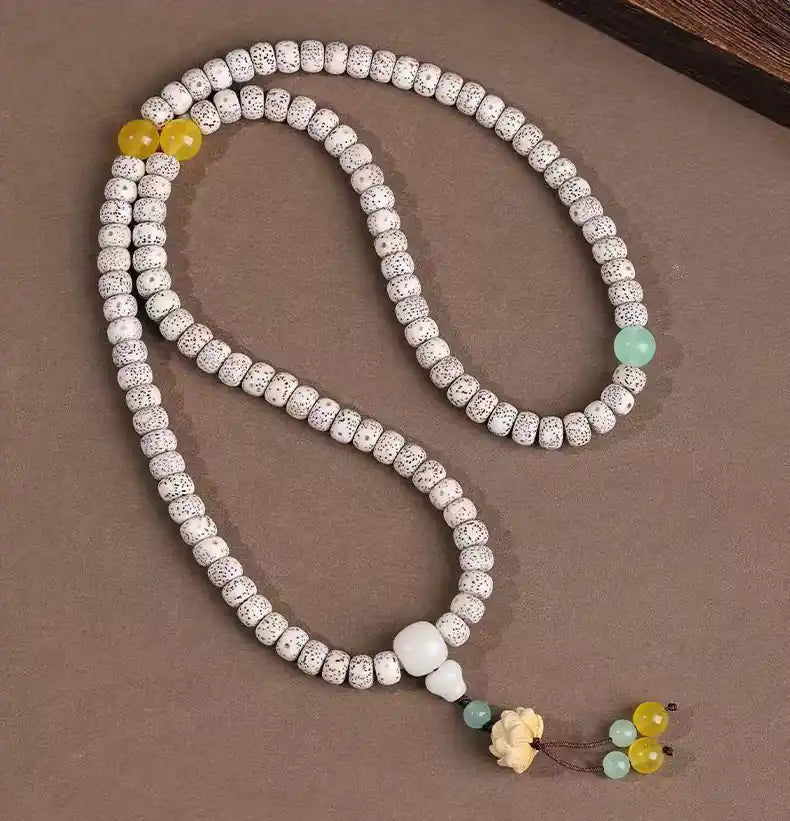 [Abundance · Awareness] 108 Nepalese Crescent Moon Bodhi Mala｜Citrine Prosperity Field, Lotus Purity Empowerment