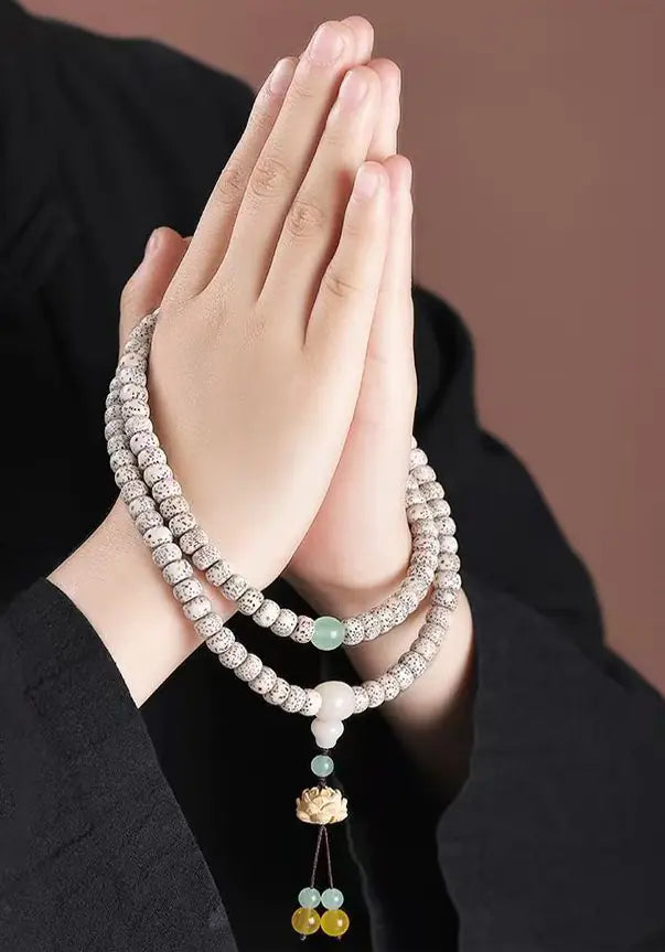 [Abundance · Awareness] 108 Nepalese Crescent Moon Bodhi Mala｜Citrine Prosperity Field, Lotus Purity Empowerment