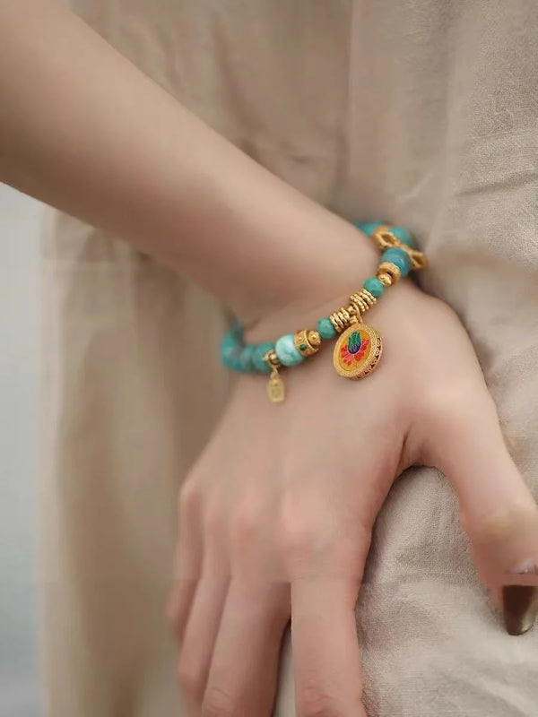 Turquoise Mandala Bracelet｜Sacred Geometry · Gilded Light