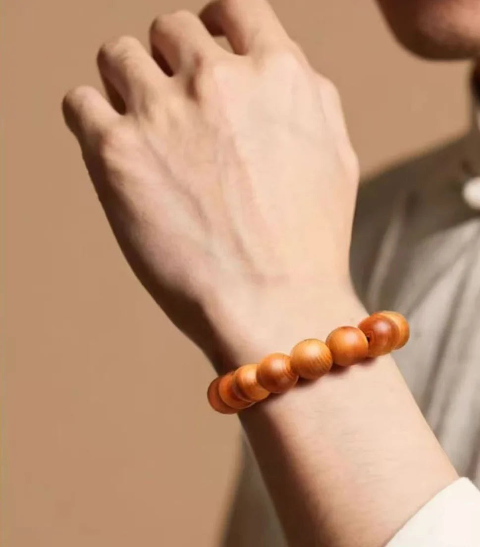 [Celestial Breath] 12mm Taihang Cliff Antique Arborvitae Bracelet｜350-Year Petrified Resilience, Neuro-Soothing Aroma Therapy