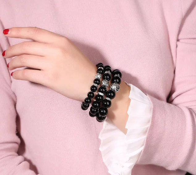 Obsidian Pi Xiu Bracelet｜Trinity Guardianship·Volcanic Soul