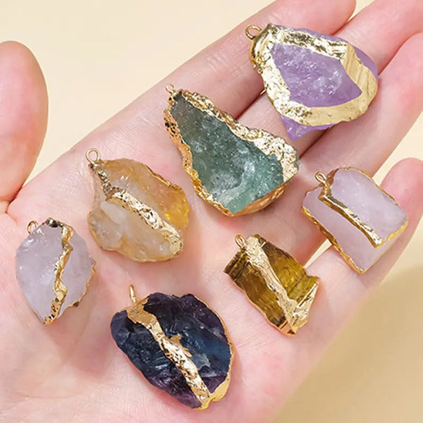 Raw Crystal Pendant | Handcrafted Hammered Edging &amp; Uncut Stone Design Nature’s Energy Encased in Metal