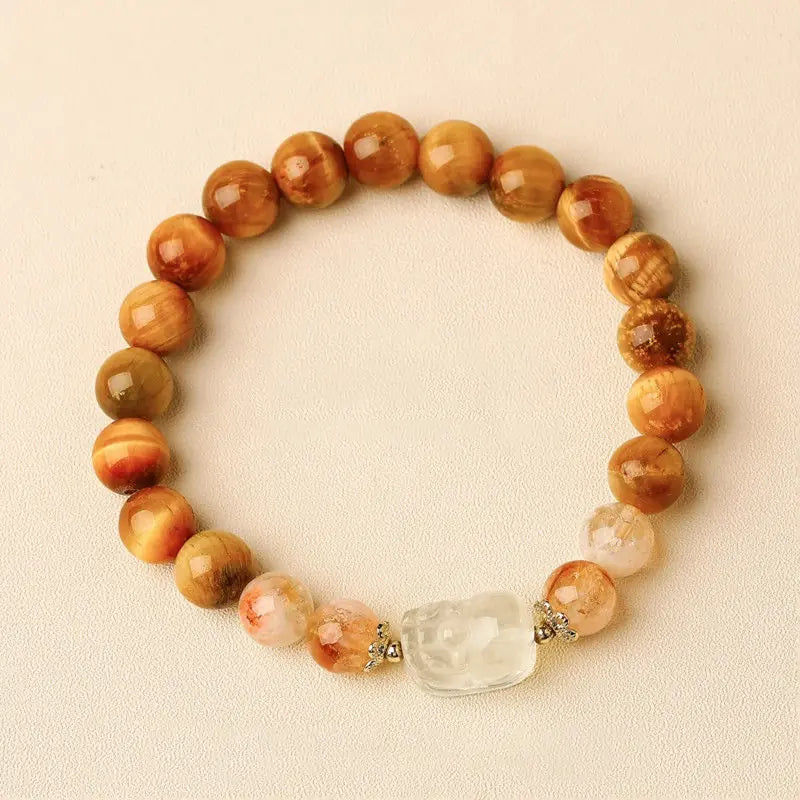 Tibetan Fortune Guardian | Citrine & Clear Quartz Pixiu Bracelet
