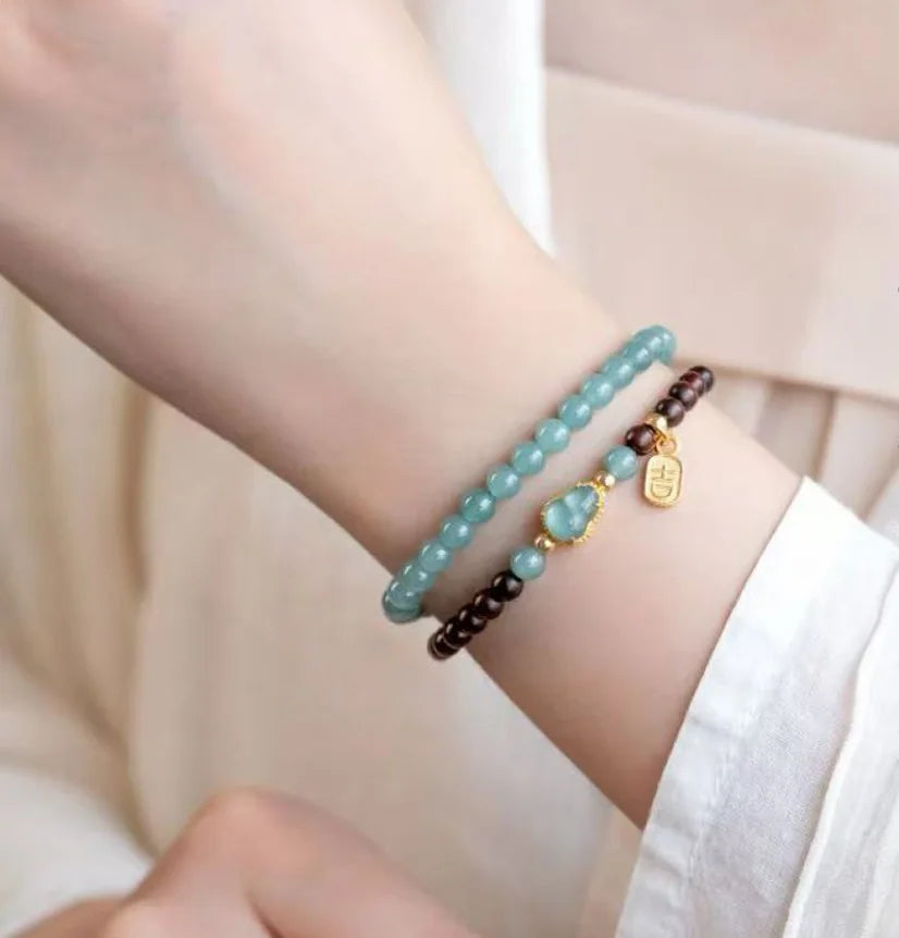 Sacred Wood & Lake Quartz Mala