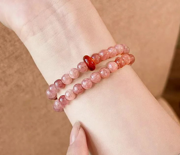 Tibetan Rose Light｜Pink Quartz Dual-Strand Bracelet